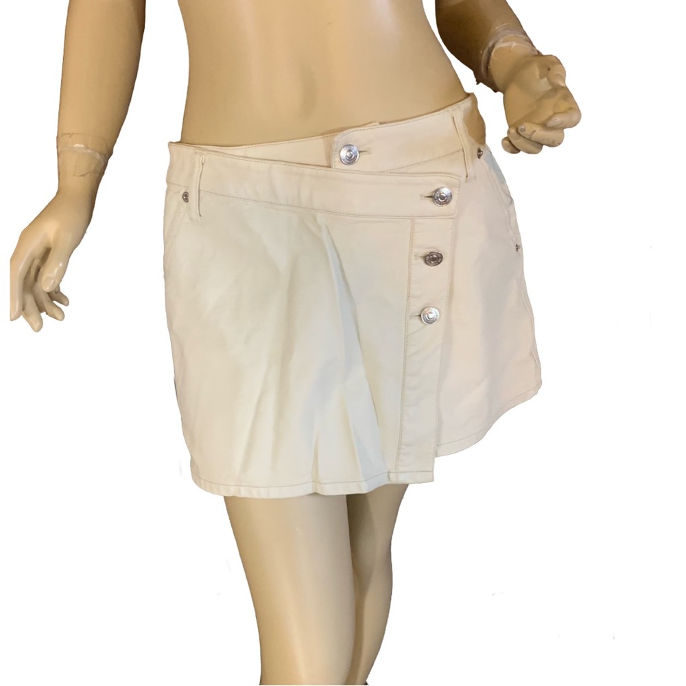 WE THE FREE "WYNNE" FREE PEOPLE FAUX LEATHER BONE CREAM MINI SKIRT (29/M) - Picture 2 of 12